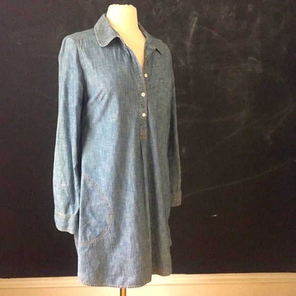 Lands End Canvas Denim Dress - Picture 1 of 8